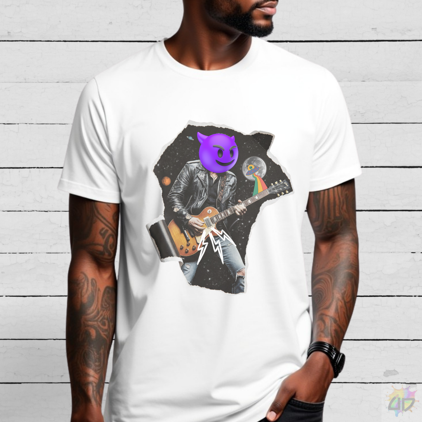 Rock Guitarist Graffiti Graphic Tee.