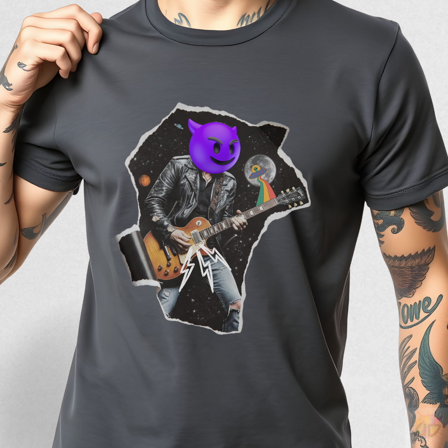 Rock Guitarist Graffiti Graphic Tee.
