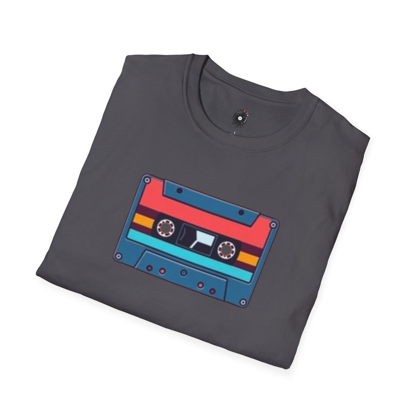 Retro red and blue cassette tape graphic.