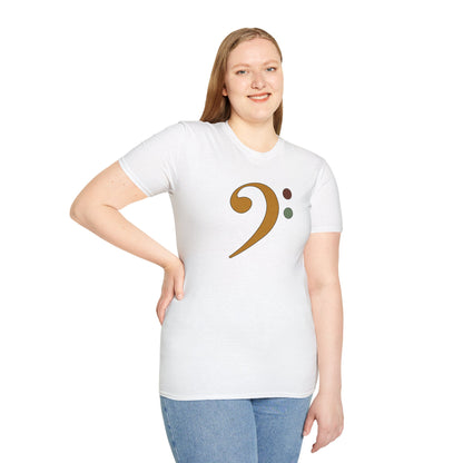 Multi-colored bass clef graphic tee