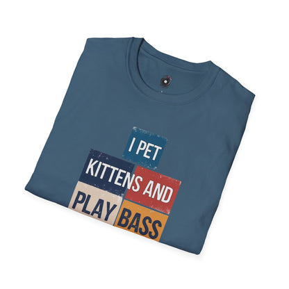 "I pet kittens and play bass" in colorful highlights