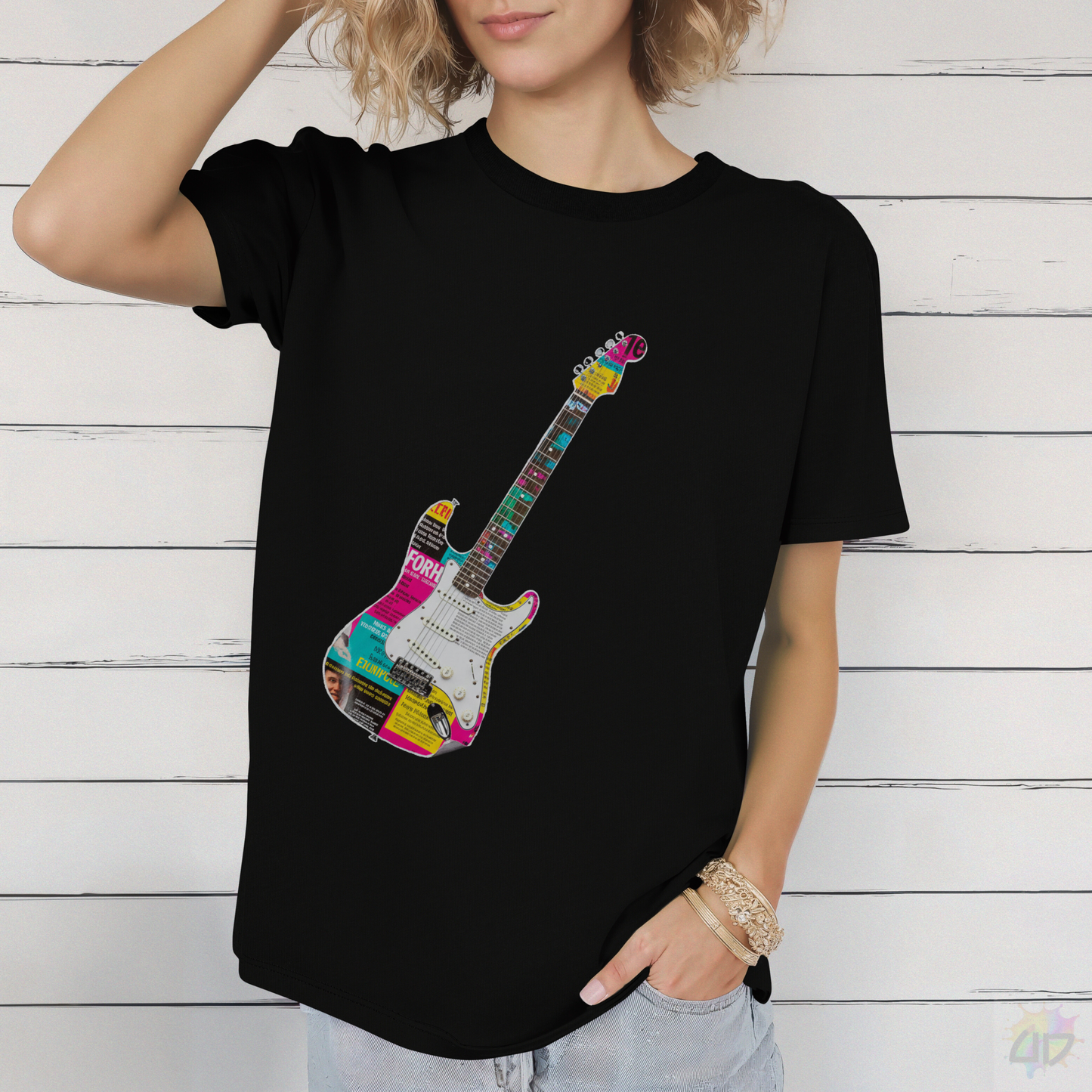 Strat Style Guitar Cutout Graphic Tee.