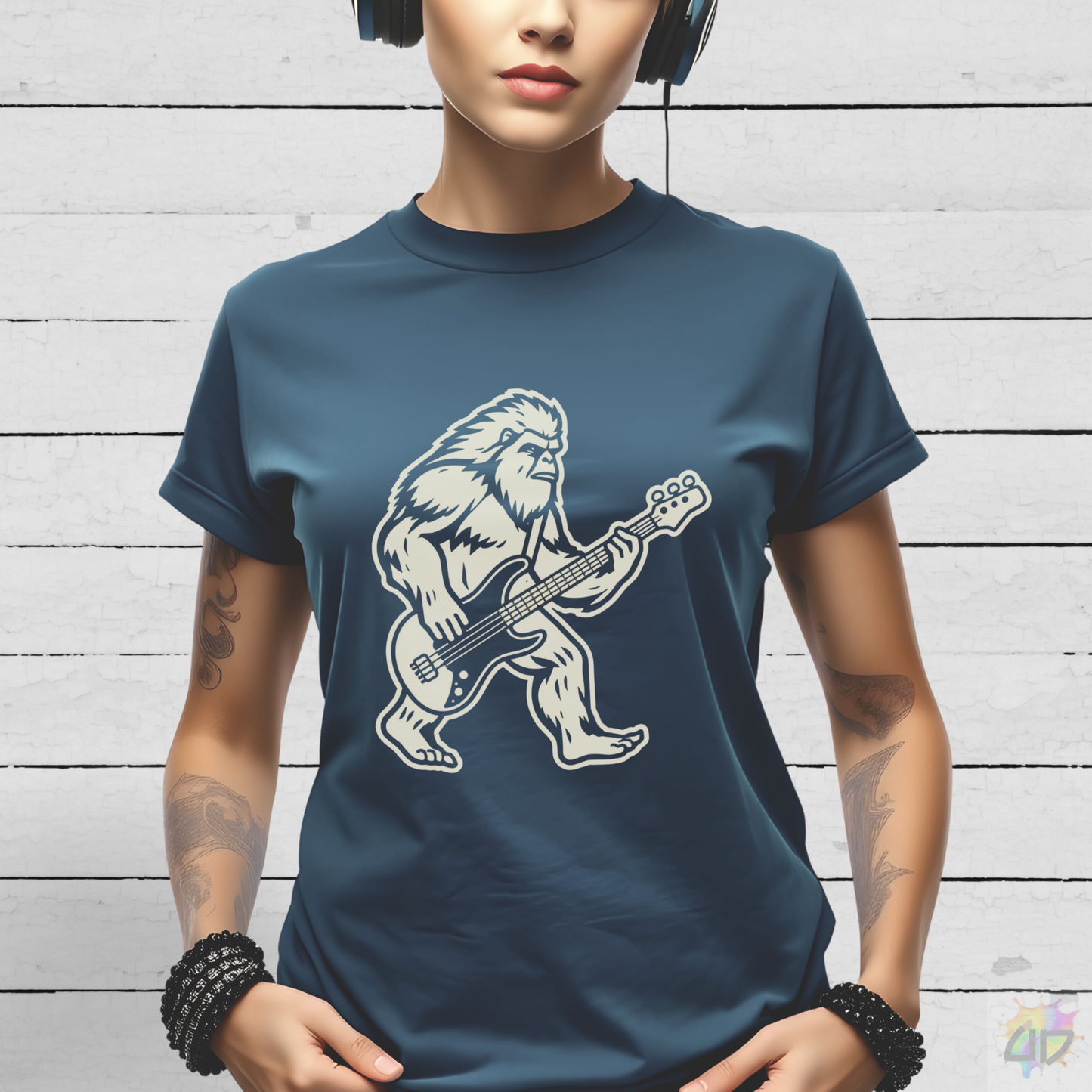 Yeti with Bass Guitar Graphic Tee.