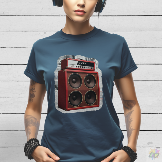 Orange Colored Amp Cutout Graphic Tee.