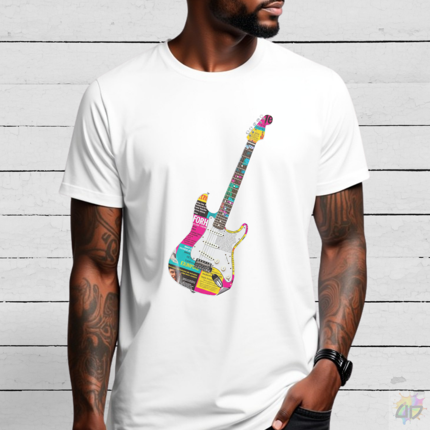 Strat Style Guitar Cutout Graphic Tee.