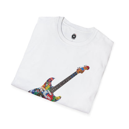 Strat style cutout of magazine graphic