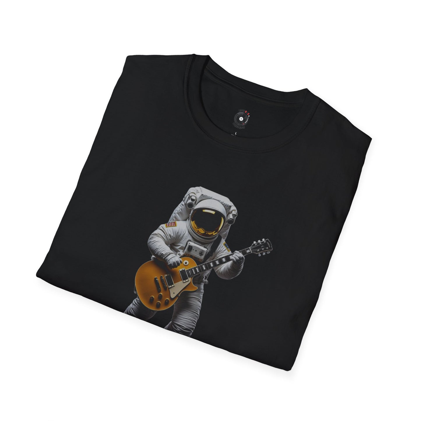 Astronaut in space playing guitar