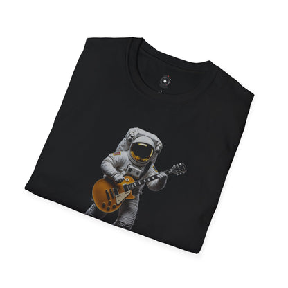 Astronaut in space playing guitar
