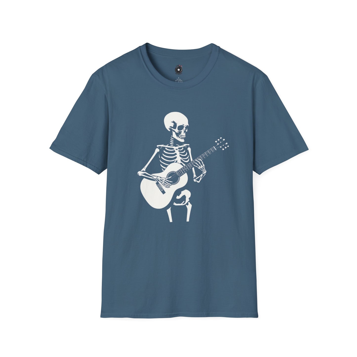 Skeleton Playing an Acoustic Guitar Graphic Tee.