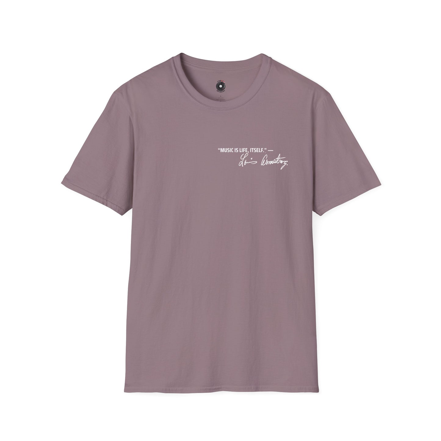 "Music is life itself" Louis Armstrong Quote Pocket Graphic Tee.