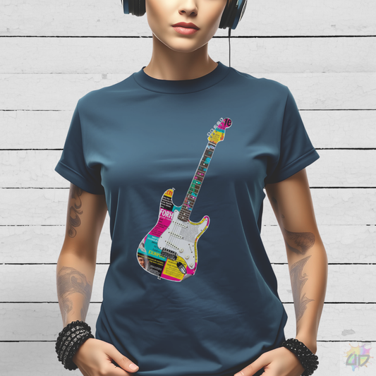 Strat Style Guitar Cutout Graphic Tee.