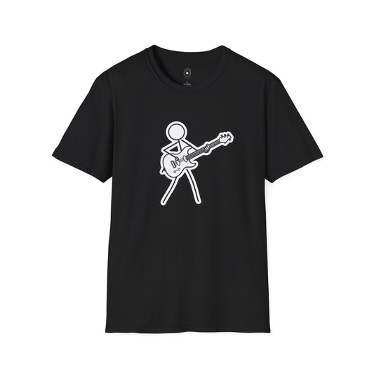 Stick figure playing guitar