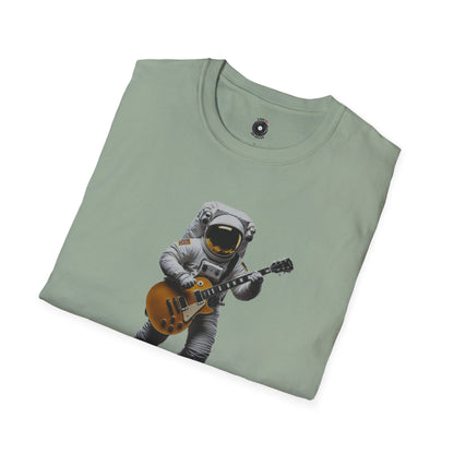 Astronaut in space playing guitar