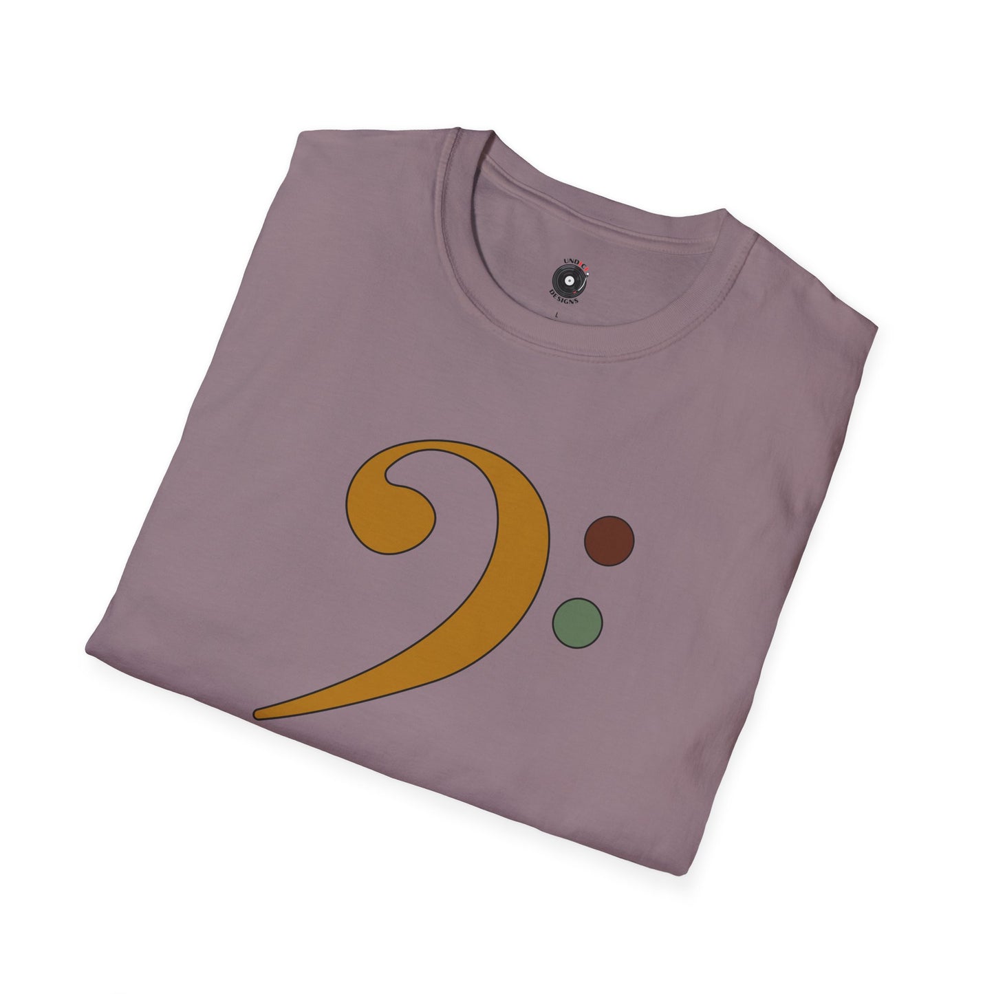 Multi-colored bass clef graphic tee