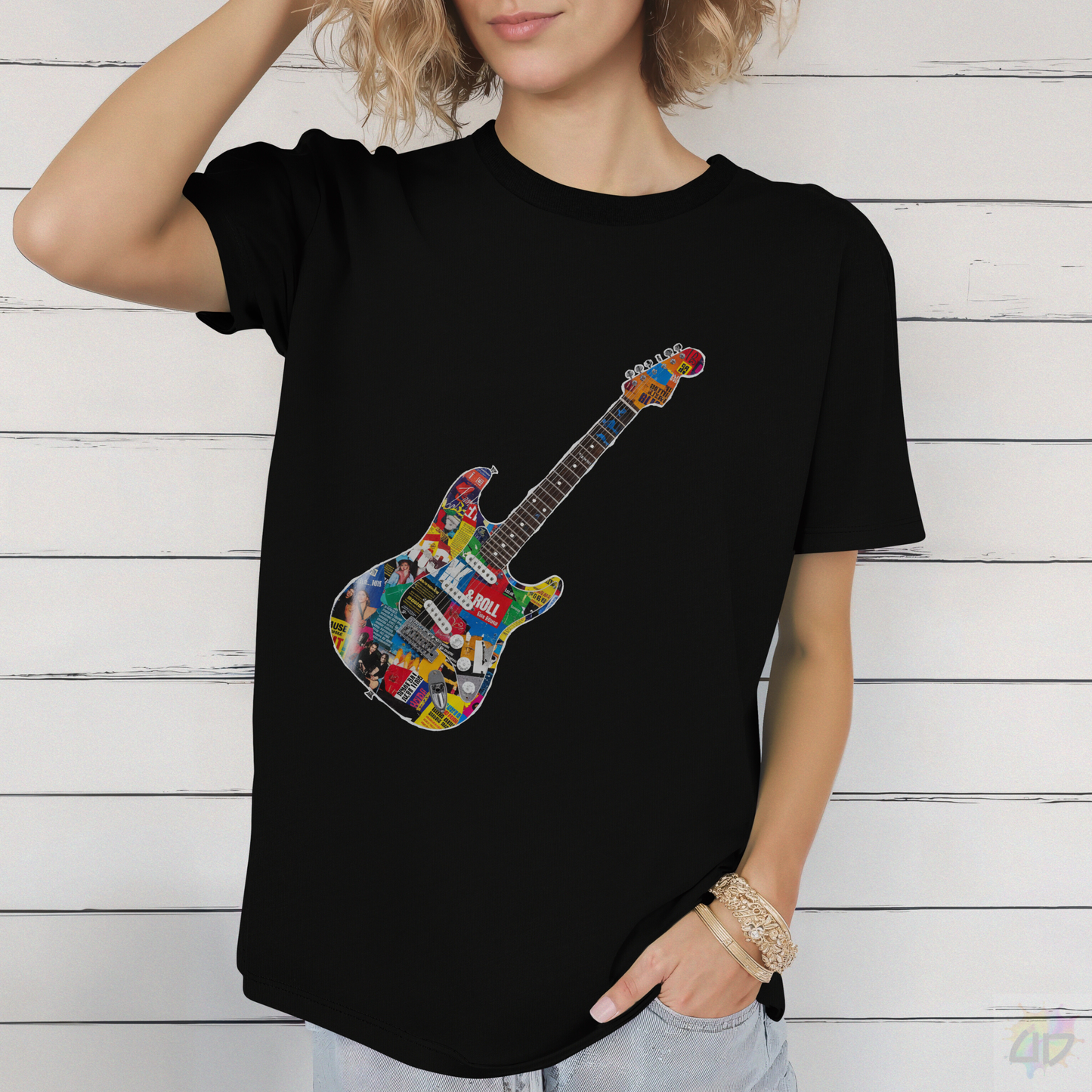 Strat Style Cutout of Magazine Graphic Tee.