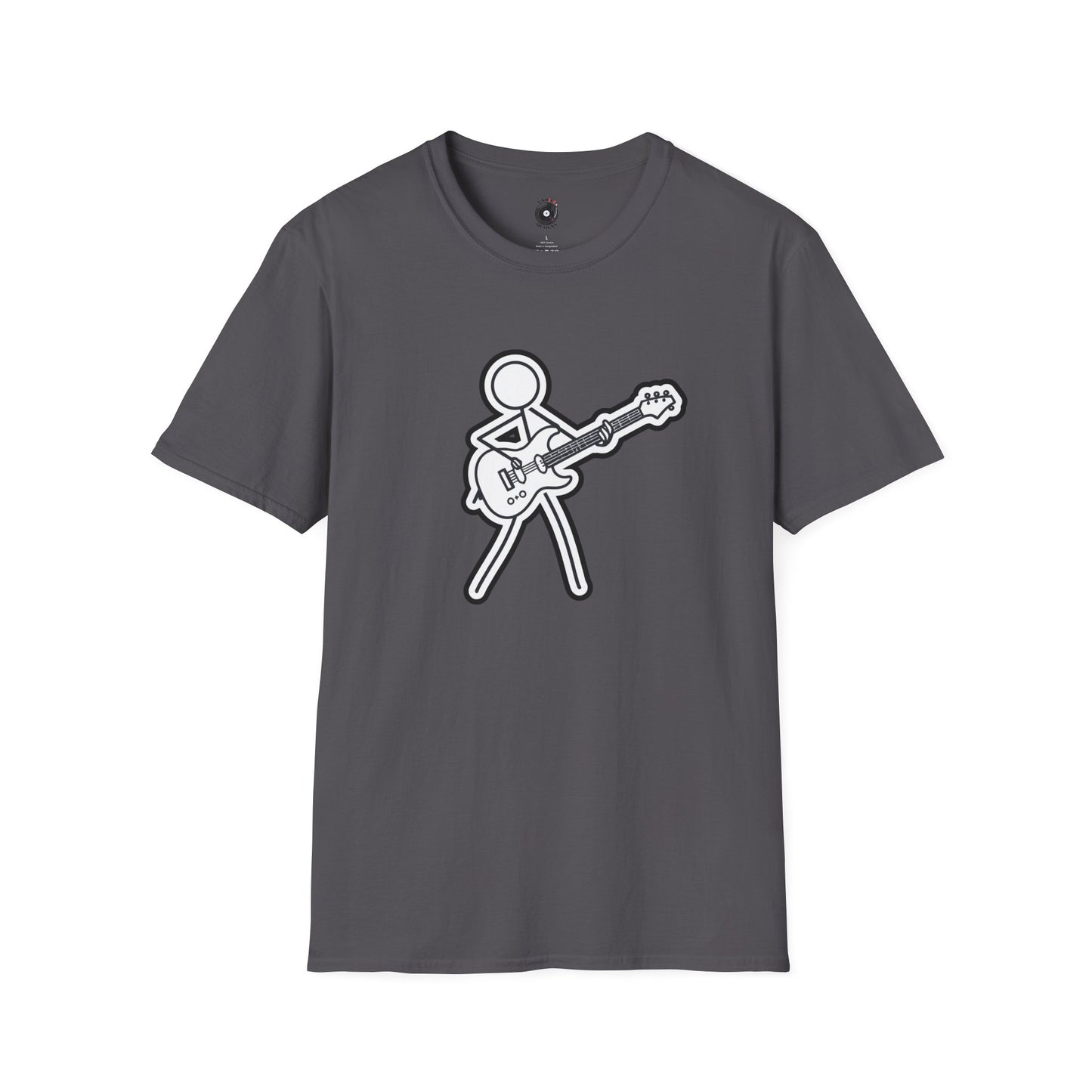 Stick figure playing guitar