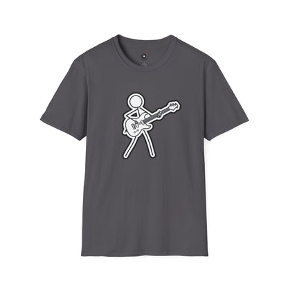 Stick figure playing guitar