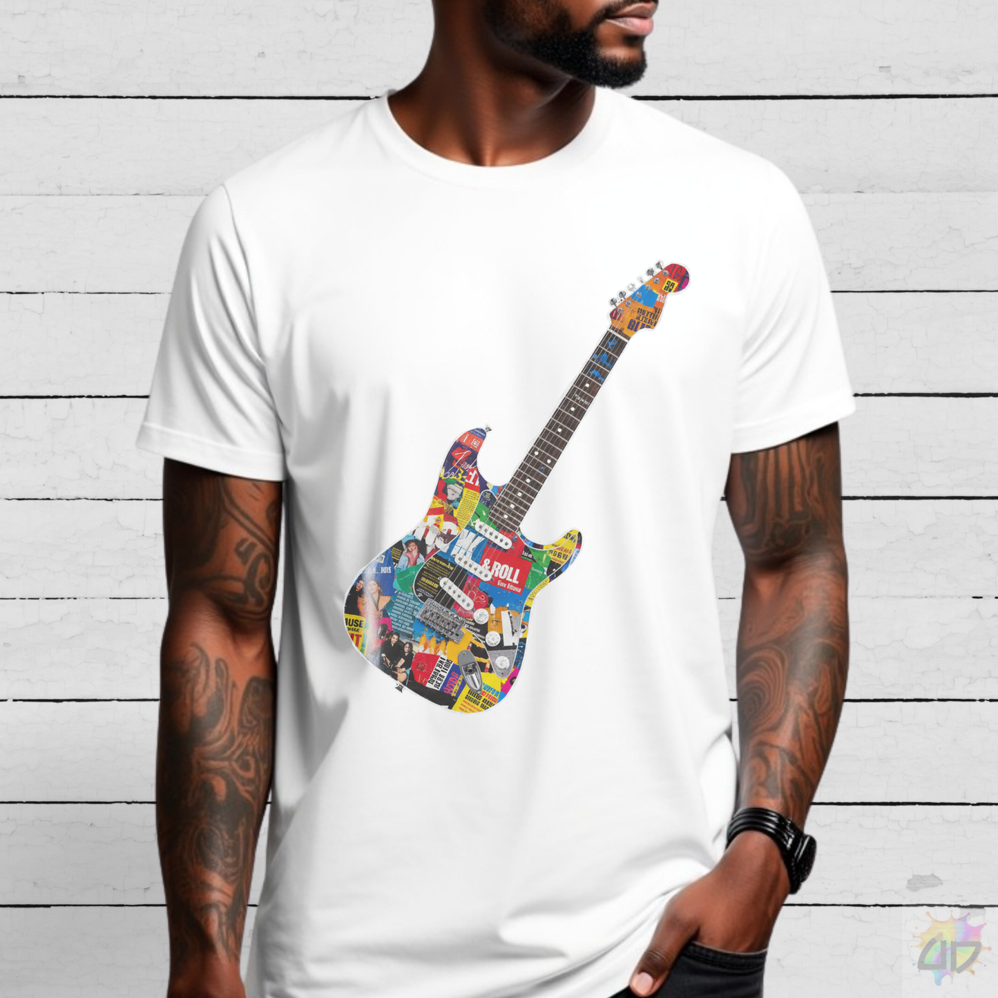 Strat Style Cutout of Magazine Graphic Tee.