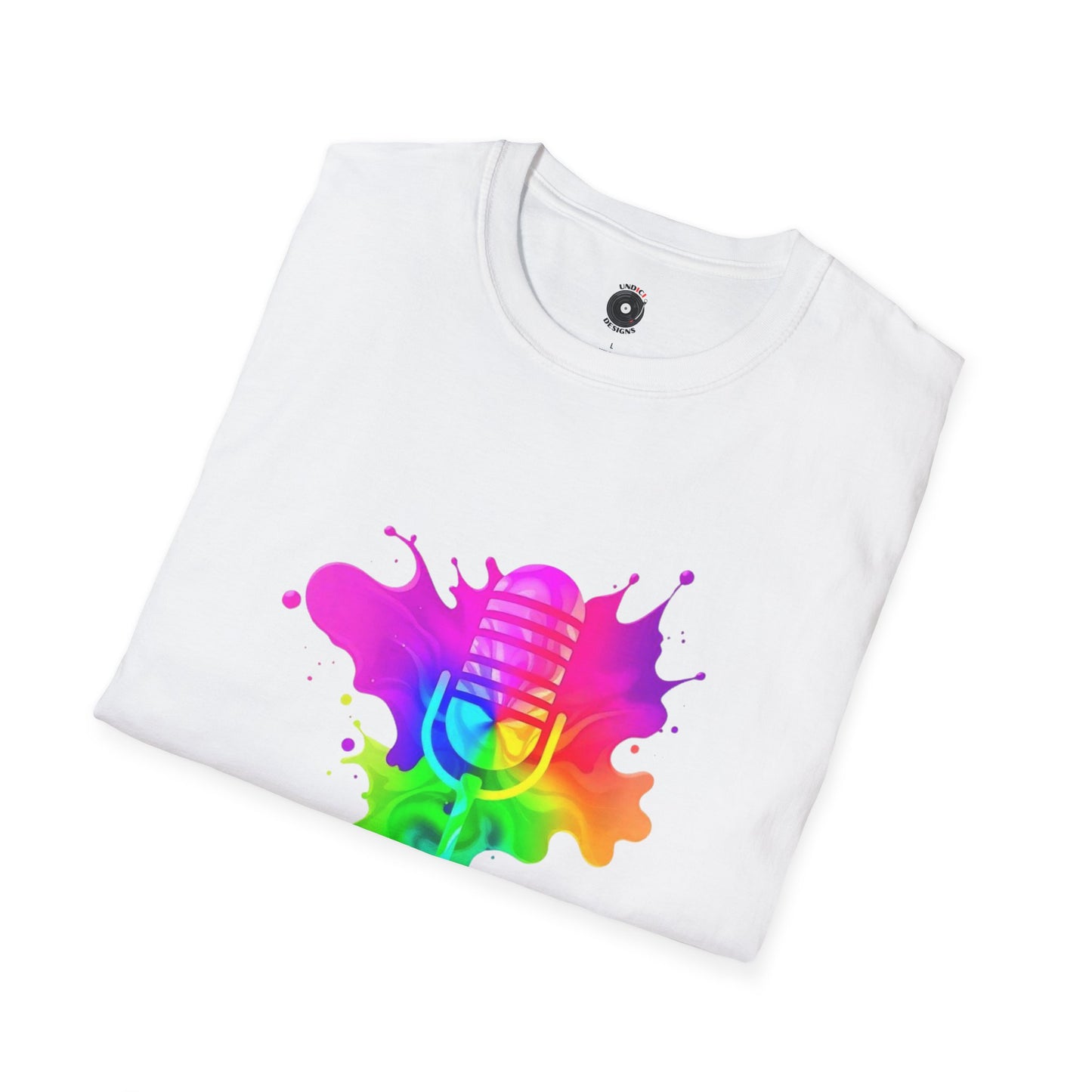 Colorful microphone in a splash