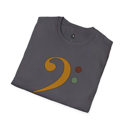 Multi-colored bass clef graphic tee