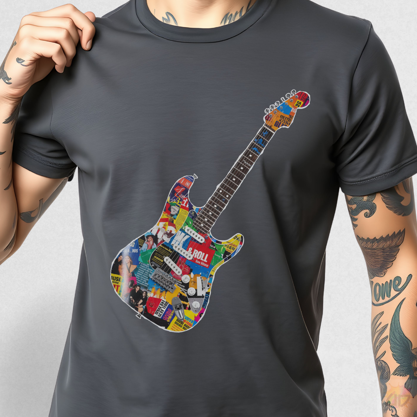 Strat Style Cutout of Magazine Graphic Tee.
