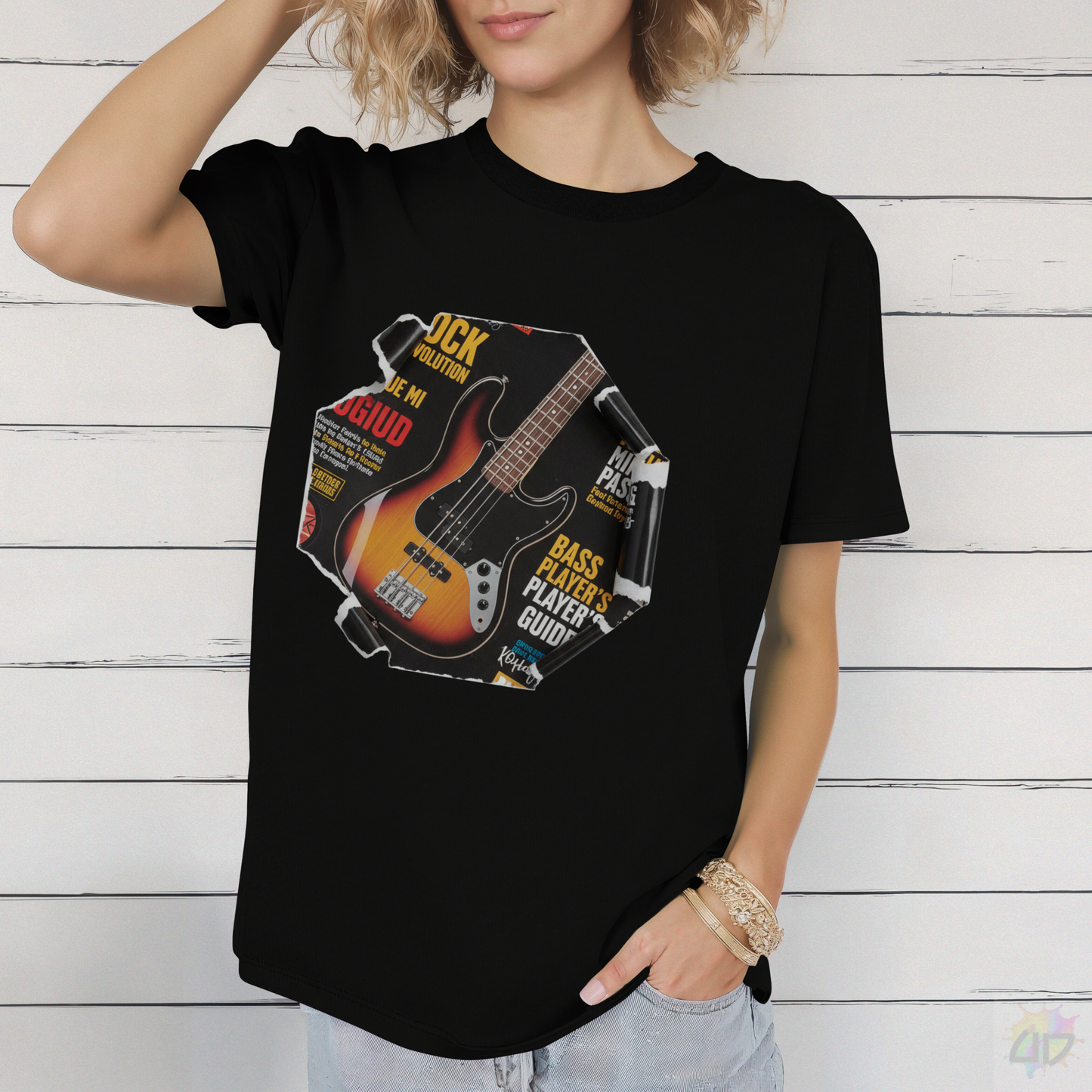 P-Bass Body Magazine Cutout Graphic Tee.