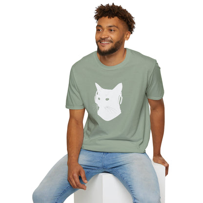 silhouette of kitten wearing headphones