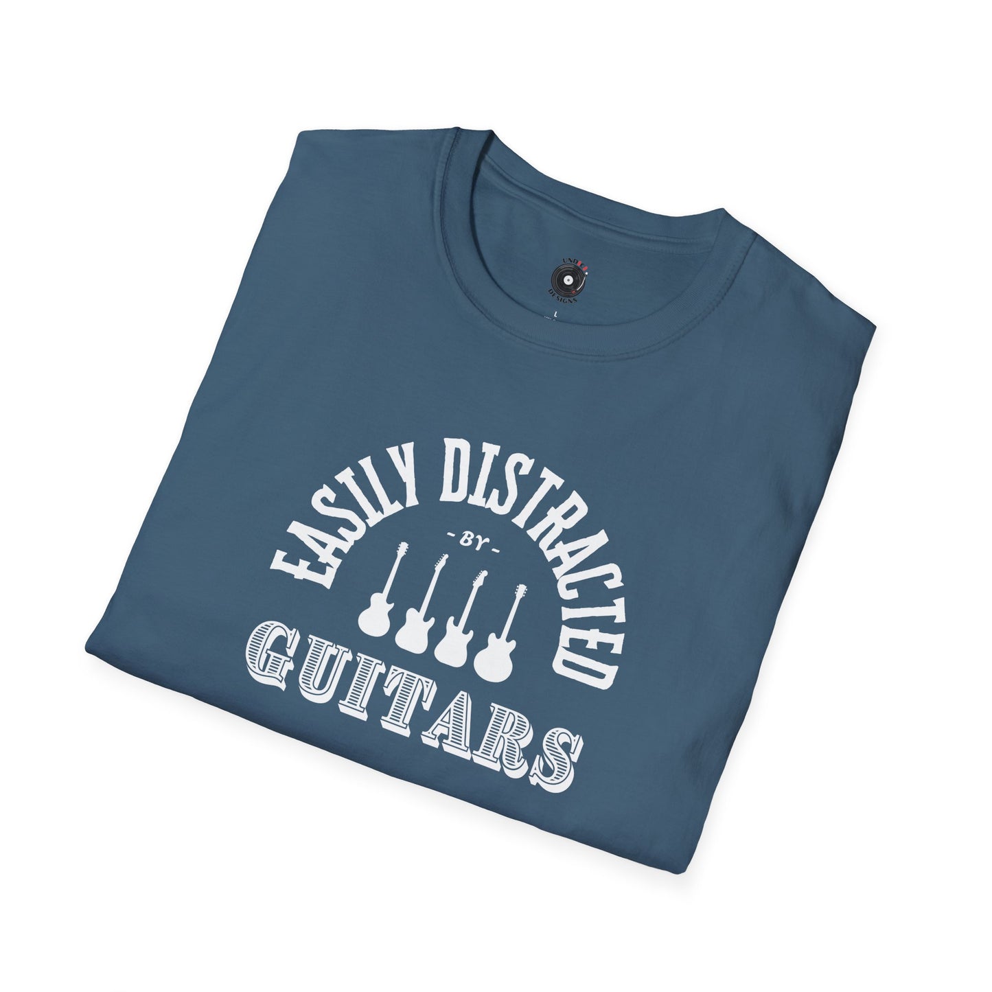 "Easily distracted by guitars" in a radius graphic.