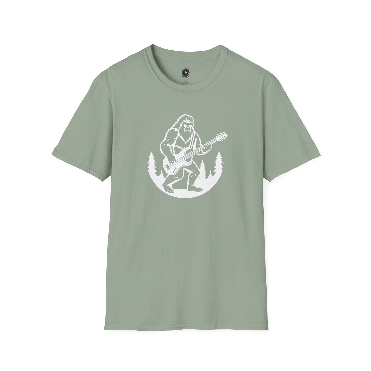 Yeti Playing a Guitar in a Circular Silhouette Graphic Tee.