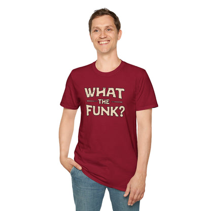 "What the funk? in vintage style text.