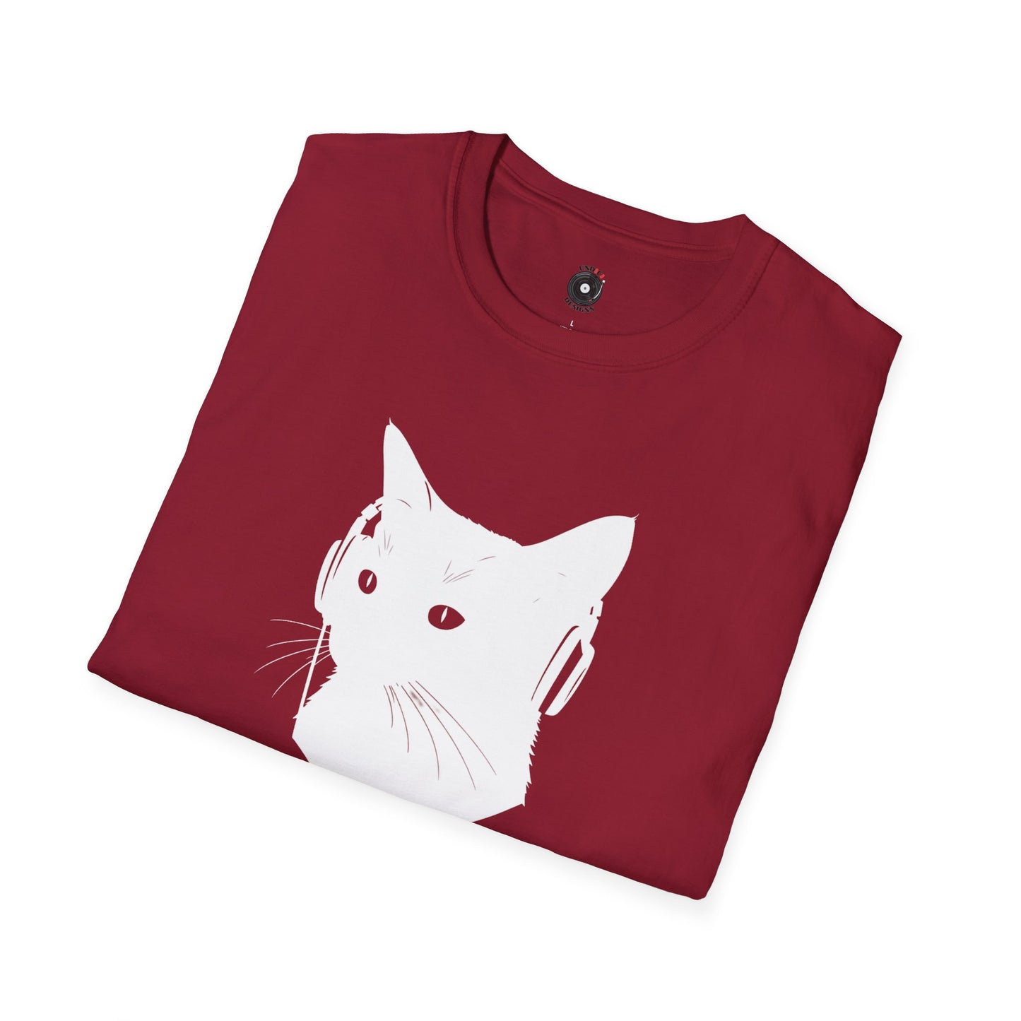 silhouette of kitten wearing headphones