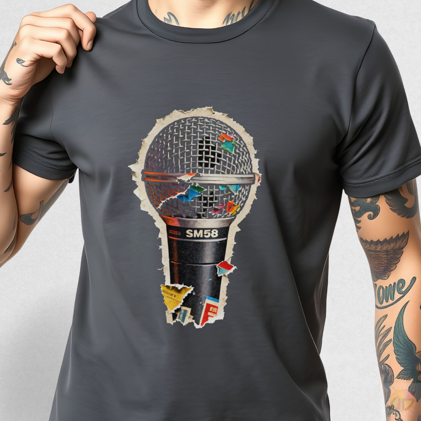Colorful Microphone cut out Graphic Tee.
