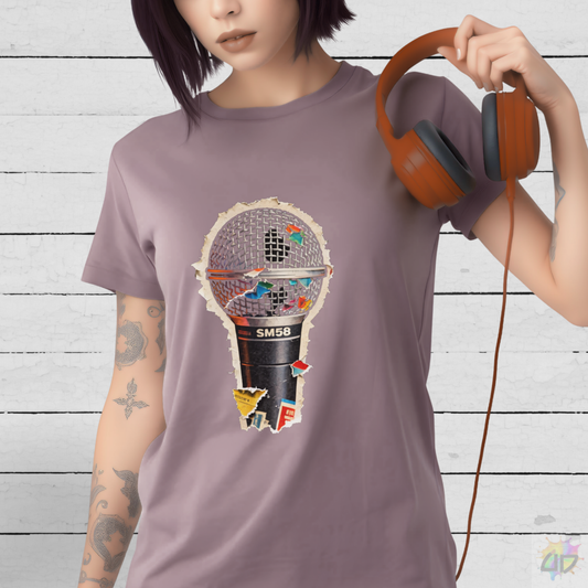 Colorful Microphone cut out Graphic Tee.