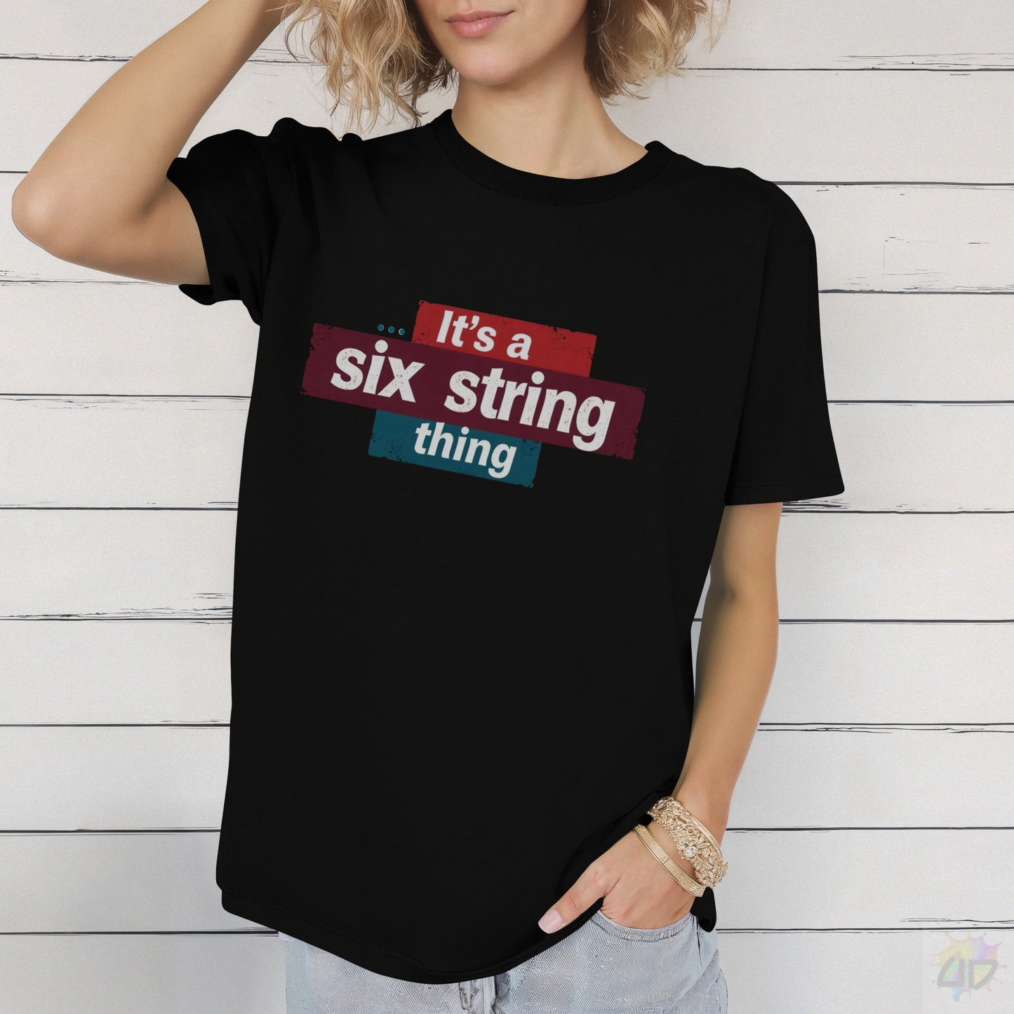 "It's a six-string thing" in Highlight Text Graphic Tee.