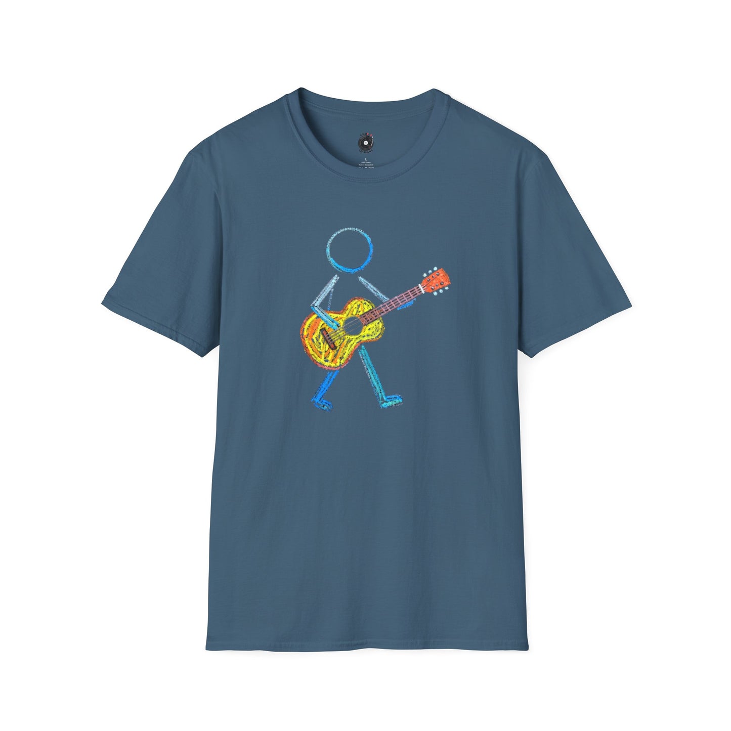 Acoustic Guitar Player in Crayon Graphic Tee.