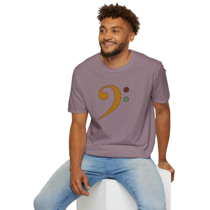 Multi-colored bass clef graphic tee