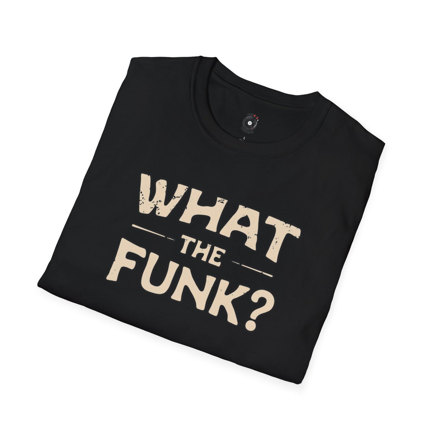 "What the funk? in vintage style text.