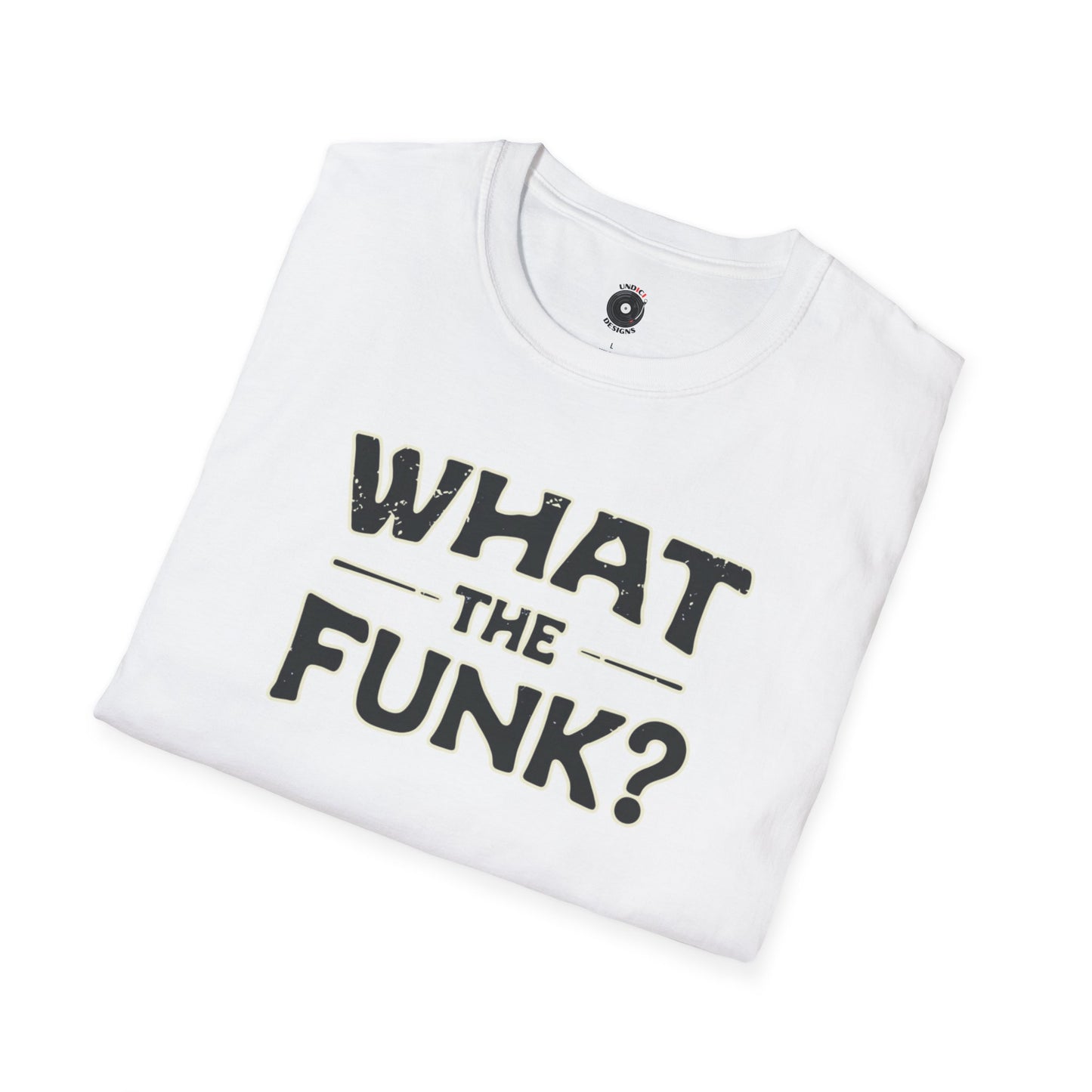 "What the funk? in vintage style text.