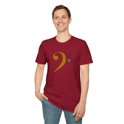 Multi-colored bass clef graphic tee