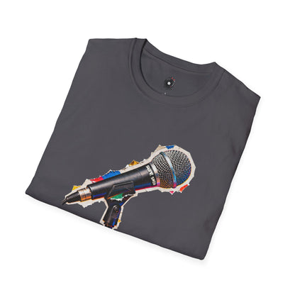 Microphone cut from a magazine graphic