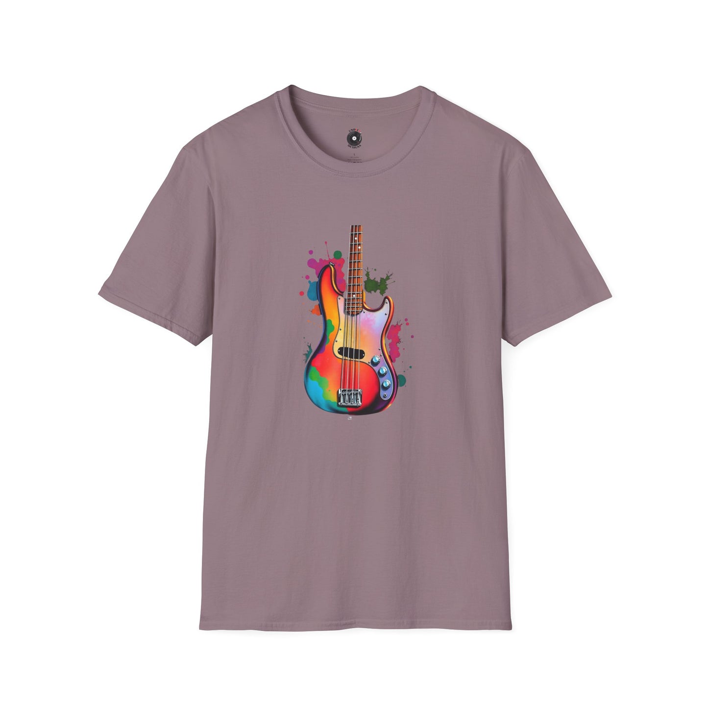 Colorful Jazz Bass Body on a colorful splash graphic.