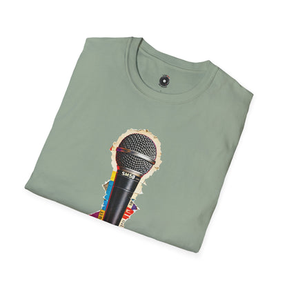 Microphone cutout of magazine graphic