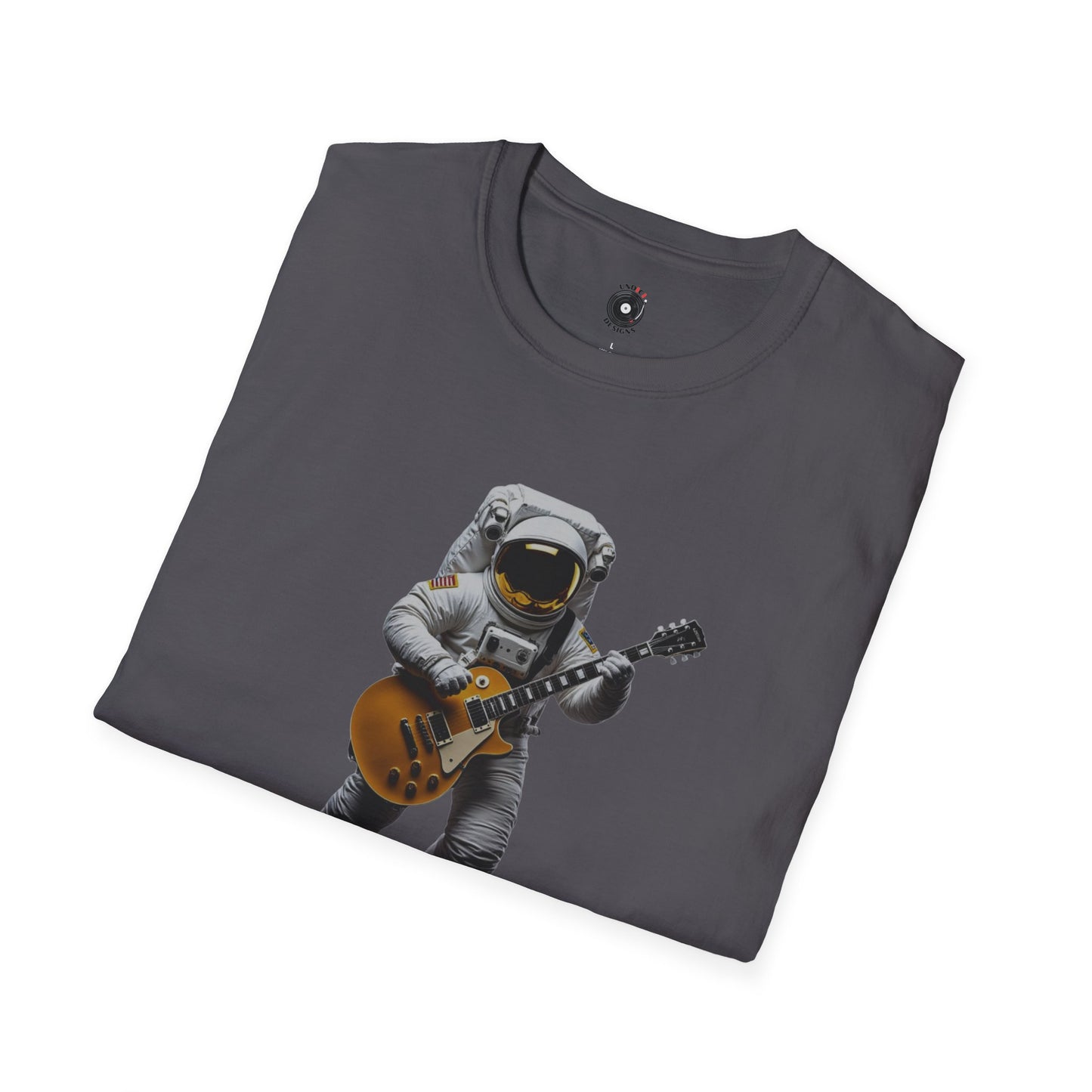 Astronaut in space playing guitar