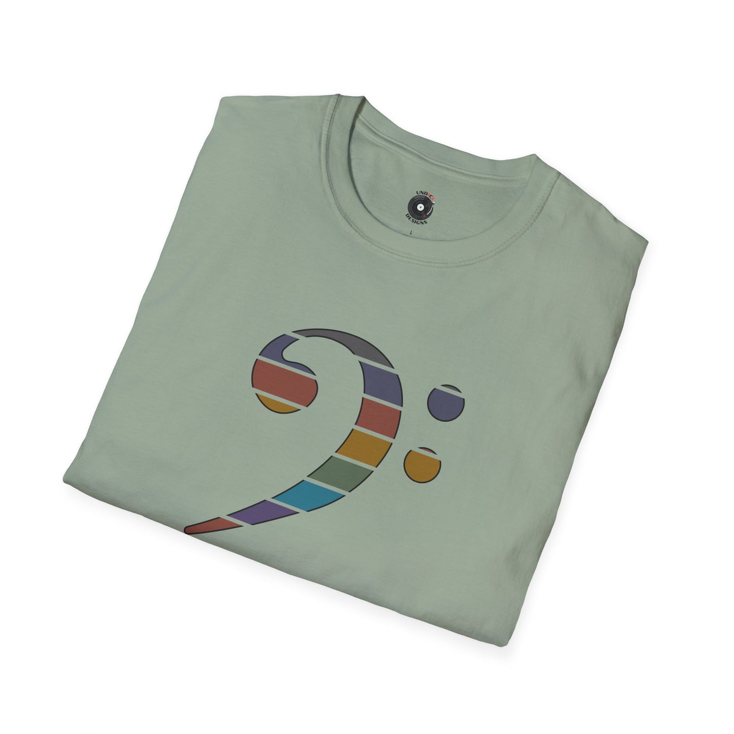 Retro sunset-colored bass clef