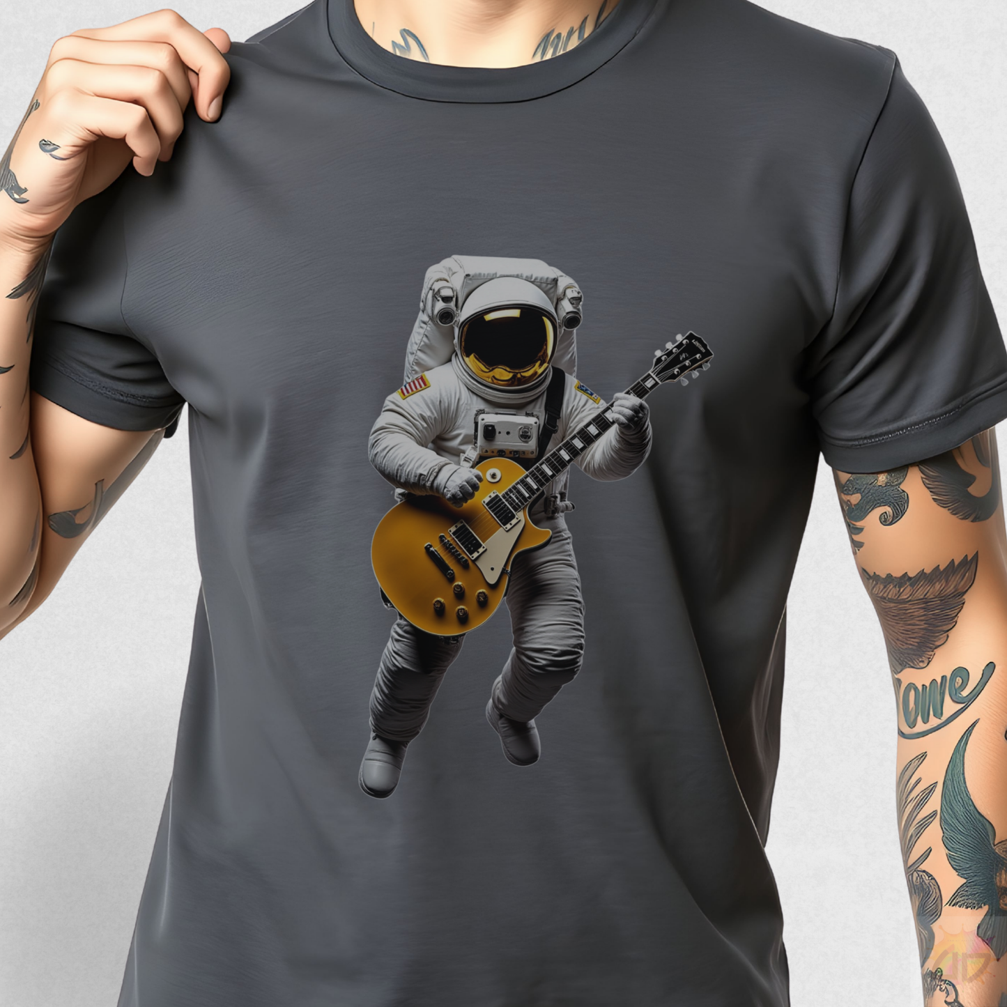 Astronaut in Space Playing Guitar Graphic Tee.