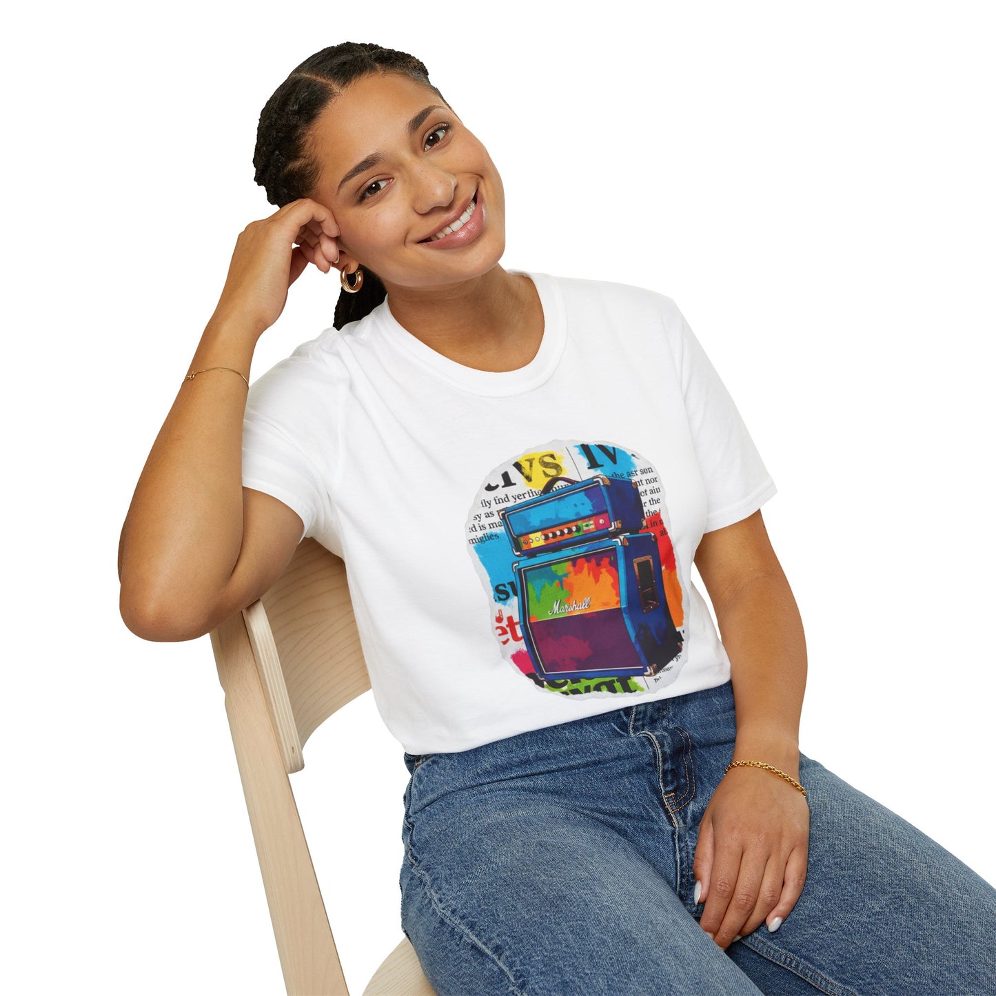 Colorful cutout of amp graphic