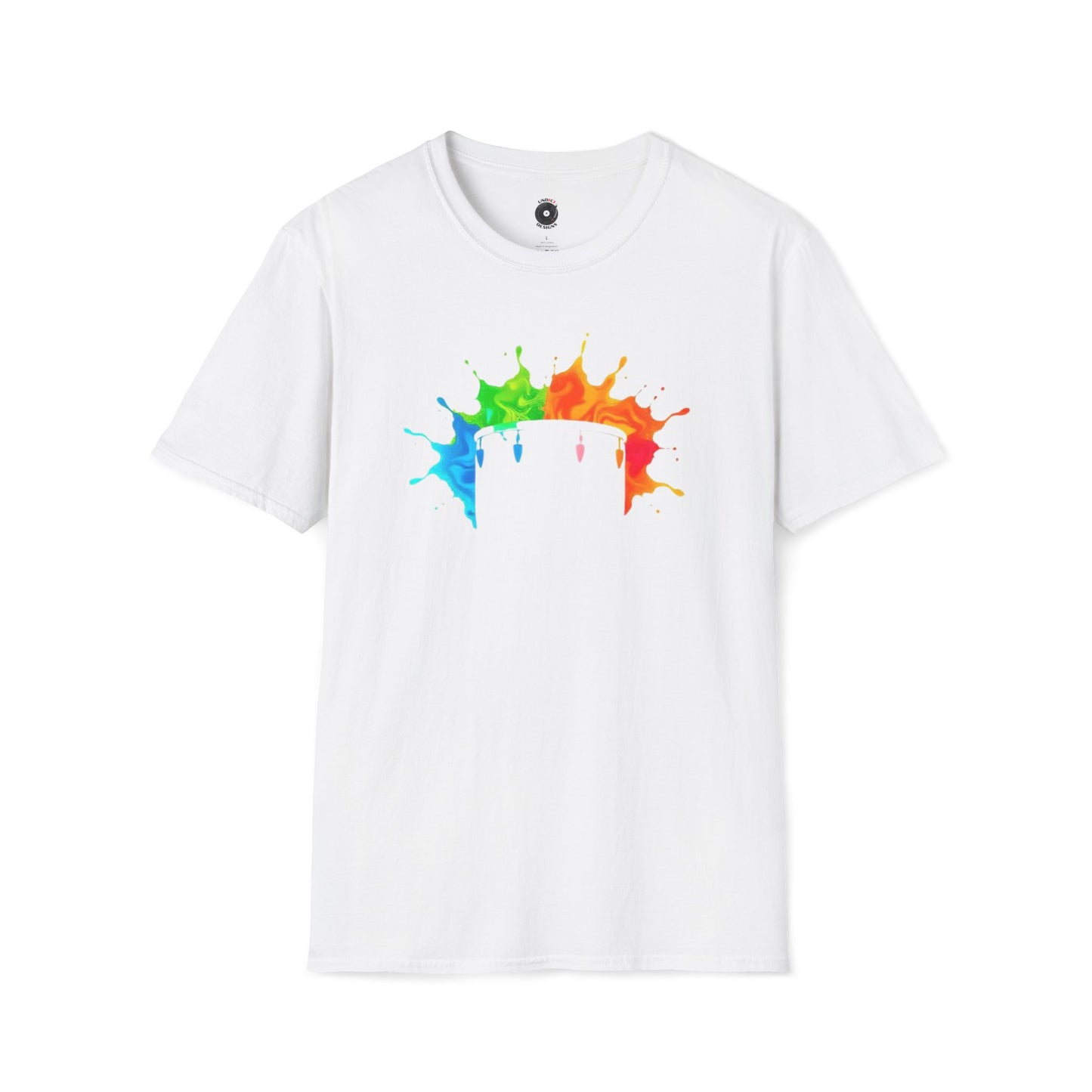 Colorful drum silhouette in a vibrant splash graphic.