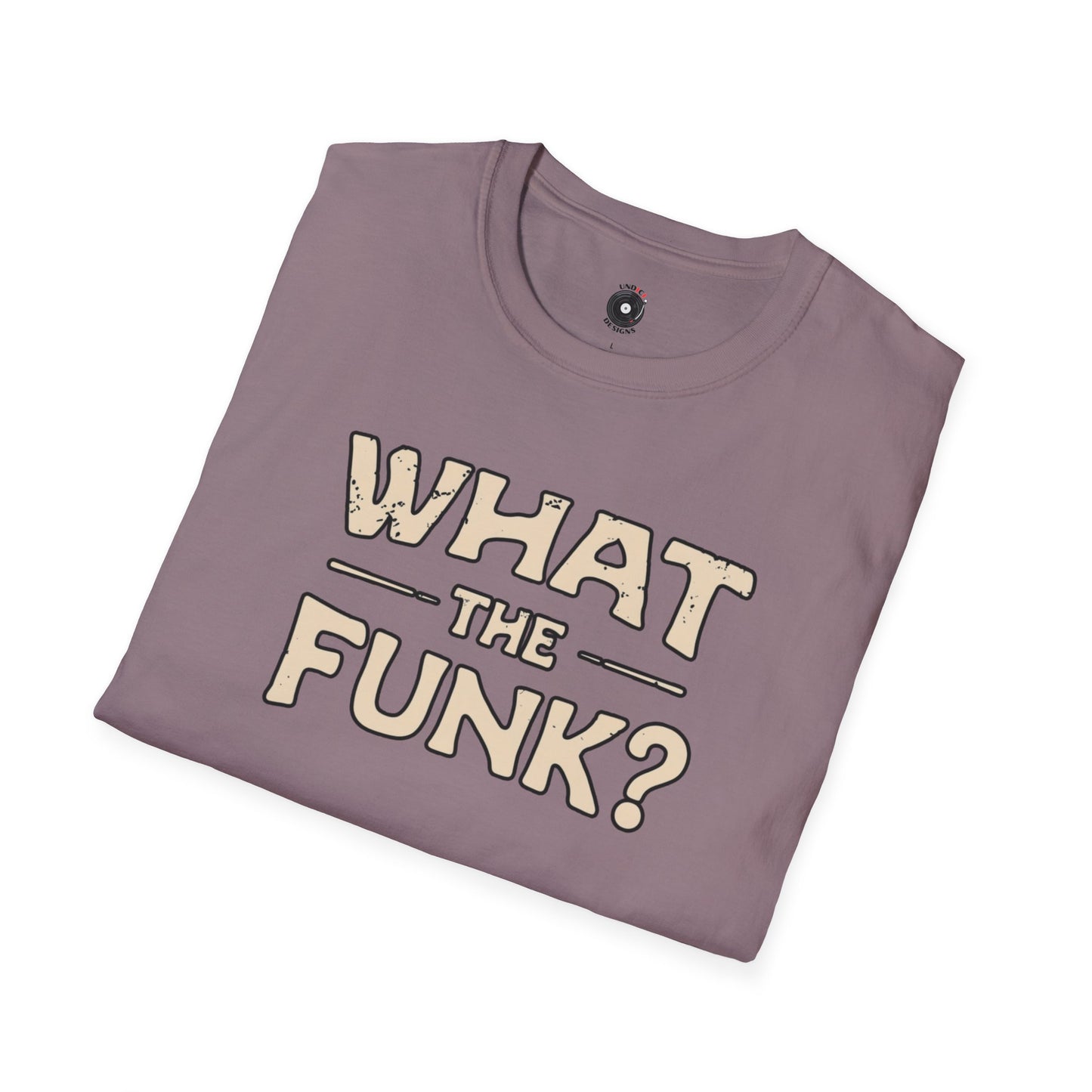 "What the funk? in vintage style text.