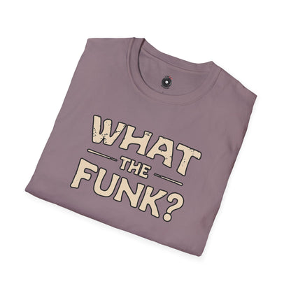 "What the funk? in vintage style text.