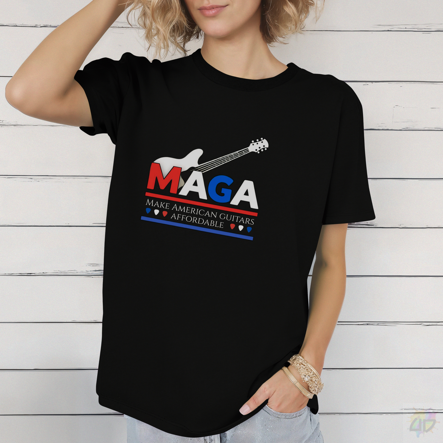 "Make American Guitars Affordable" with Guitar Graphic Tee.